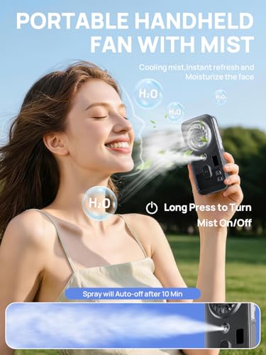 Kssvzz Handheld Fan with Water Cooling, Portable Mini Spray Mist Battery Fan with 4 Speeds & Water Spray, Quiet Lightweight Rechargeable USB Table Fan for Travel, Home Office, Outdoor