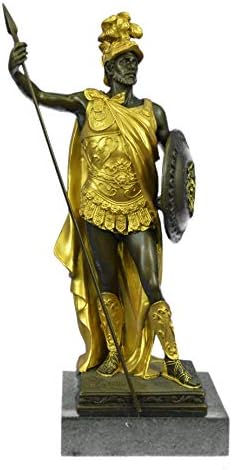 Admirable Ancient Times Roman Legion Soldier Javelin Shield Sculpture Statue Pure Bronze