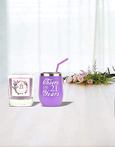 MEANT2TOBE 21ST BIRTHDAY GIFTS FOR WOMEN – TUMBLER SET FOR HER, PURPLE – TURNING 21 YEAR OLD GIFT IDEAS