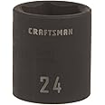 CRAFTSMAN Shallow Impact Socket, Metric, 1/2-Inch Drive, 24mm (CMMT15870)