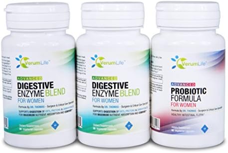 Digestive Enzyme &amp; Probiotic For Women - Non-GMO Enzymes and Probiotics For Gas, Bloating, Indigestion &amp; An Increase In Energy. Helps Digest Fat, Carbohydrates &amp; Protein. (2 Enzymes, 1 Probiotic)
