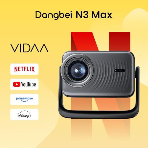Dangbei N3 Max Proyector 4K Soporte, 1000 ISO Lumen Projetor Portatil,【VIDAA OS, Netflix & App Control de Voz】Videoproyector 1080P para Exterior/Cine en Casa/Techo, con WiFi5, Bluetooth, Dolby Audio