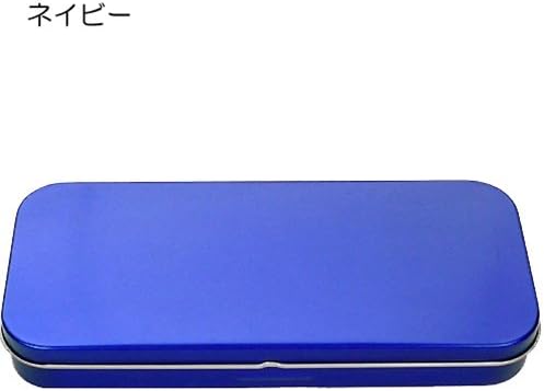 Amazon メタリック平缶ペンケース イニシャルシール付 ネイビー ペンケース 文房具 オフィス用品