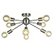 VINLUZ 8-Light Sputnik Chandelier Brushed Nickel Semi Flush Mount Ceiling Light Modern Pendant Lighting
