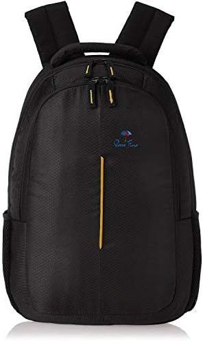 Porro Fino Black and Orange Laptop Backpack 15.6-Inch Casual Backpack for School/College Student