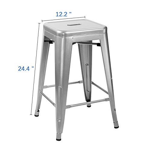 image for Furmax 24'' metal stools High Backless Silver Metal Indoor-Outdoor Cou
