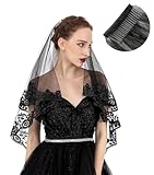 PAMOR Black Lace Veil Creative Mantilla Cathedral