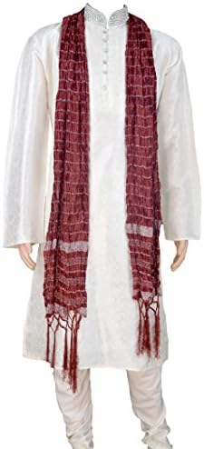 Men,S Grey Jacquard Silk Fancy Kurta Pajama Salwar Kameez Sherwani GR110