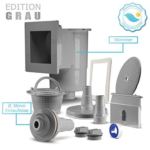 Paradies Pool® Edition grau Komplettset 1 rund, 350x120cm (Ø x H), Stahlwandbecken grau, Poolplane in Sand 0,6mm… – Bild 6