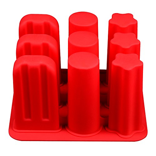 Silicone Popsicle Mold, 3-Shape, 9-Cavity Homemade Ice Pop Mold Ice Cream Mold, Easy to Pop Out & BPA Free - Thumbnail 2