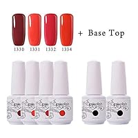 Clou Beaute Soak Off UV Led Nail Gel Polish Kit Varnish Nail Art Manicure Salon Collection Set of 4 Colors with 1 Top Coat and 1 Base Coat 8ml 003