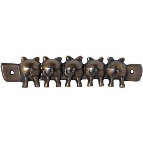 Chattels Antique Bronze Effect Pig's Tails Bums Key Hook House Car Keys Rack Hanger Wall Mounted Holder Including fixings