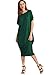 Verdusa Women's Summer Casual Loose Long Dress Short Sleeve Pocket Shift Maxi Dress Green L