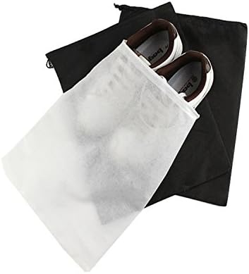 MFINHOME 3PCS White Non-Woven Drawstring Travel Shoe Bags