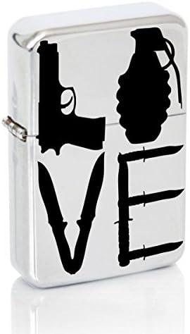 Love Lethal Weapon Windproof Flip Top Silver Lighter