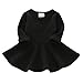 Infant Toddler Baby Girls Dress Pink Ruffle Long Sleeves Cotton (12-18m(86), Black)