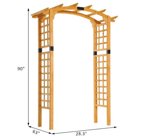 oldzon 7.5FT Outdoor Garden Arch Arbor Trellis Wooden Wedding Gateway Lawn Yard Decor with Ebook