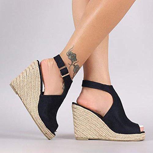 image for Cenglings Wedges Sandals,Women's Fish Mouth Espadrilles Slingback Plat