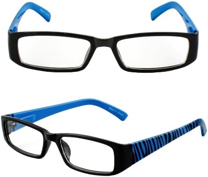 Hotlove Square Fashion Sunglasses P1508 Blue Zebra Clear Lens for Men and Women (Can use as Optical Frame)