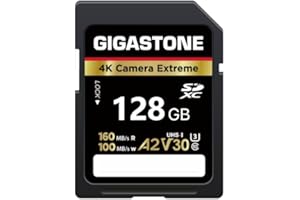 【5-Years Data Recovery】 GIGASTONE 128GB SD Card, 4K Camera Extreme, A2 V30 U3 C10 SDXC Memory Card High Speed, Compatible wit