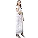 Indian Virasat Women's Beautiful Printed Cotton Flaired Anarkali Medium White Tunic Kurti