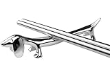 ChezMax Pack of 5 Zinc Alloy Chopsticks Spoon Forks Knives Tableware Rest Set, Silver Dog