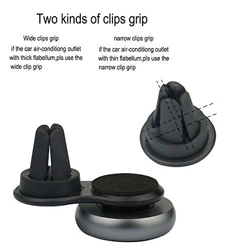 OHLPRO Magnetic Car Phone Mount Holder,Universal Air Vent Cell Phone Holder Stand Metal Aluminum Frame for iPhone X/8/8Plus/7/7Plus/6s/6P Samsung HTC SONY All Smartphones GPS Mobile Magnet (gray) - Thumbnail 4
