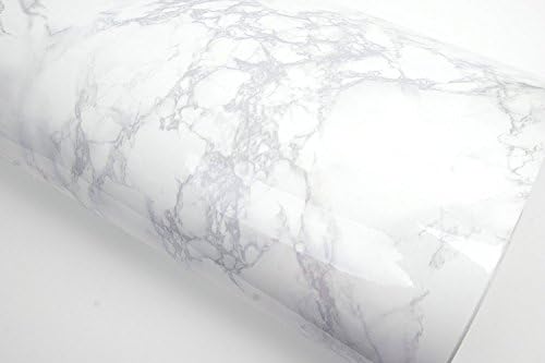 TOONILOVE Granite Look Marble Gloss Film Vinyl Contact Paper Self Adhesive Counter Top Peel and Stick Wallpaper 19.7" X 78.8" (Gray White)