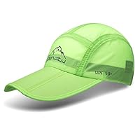 TARTINY UPF50+ Protect Sun Hat Unisex Outdoor Quick dry Collapsible Portable Cap (B1-Fluorescent Green)