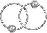 Pair of 2 Rings: 18g 7/16 Inch Surgical Steel Captive Bead Hoop Barbell CBR Rings, 4 mm Balls