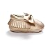 LIVEBOX Infant Baby Girls' Bow Mocassins Soft Sole Anti-Slip Tassels Prewalker Toddler Leather Crib Shoes£¨M:6-12 Months,Golden£