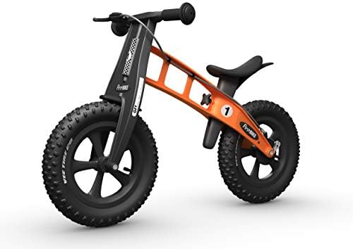 Fat Balance Bike with Brake, Orange | Balance Bike | Toddler Ride-on Toy | Steering Limiter | Banana Seat | Lowering Kit Option | Flexible Rust-Proof Frame Kids Bike