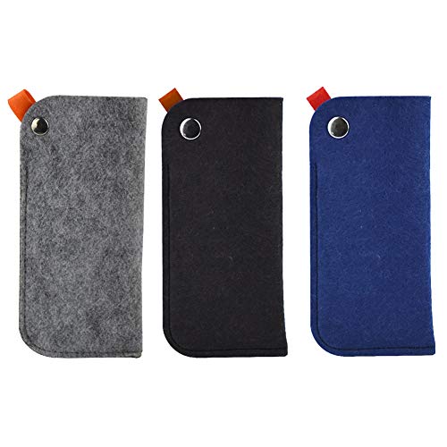 CHUANGLI 3 Pack Felt Glasses Case Portable Soft Slip In Eyeglass Glass Sunglasses Pouch Holder - Thumbnail 5