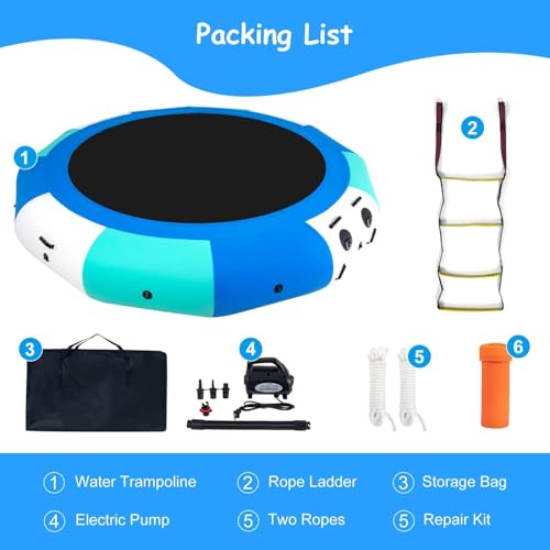 COOLWAVE Inflatable Water Trampoline 12FT Blue