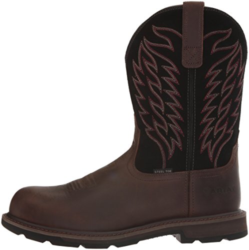 Ariat Work Men's Groundbreaker Pull-On Steel Toe Work Boot, Brown/Black, 10.5 2E US