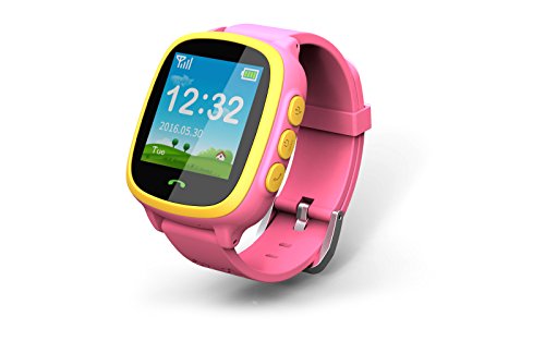 Ameter GSM 2G Network GSP Tracker Kids Smart Watch IP67 Waterproof Phone Watch KW01 Pink
