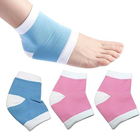 Moisturizing Gel Heel Socks Open Toe Sock for Hiker Climber Dry Hard Cracked Skin Care, GHS01 Soft Ventilate Cotton Day Night Foot Heel Care Protector Recovery Moisturizer Sleeve (Pink + Blue)