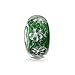Green White Snowflake Murano Glass 925 Sterling Silver Core Spacer Bead Fits European Charm Bracelet For Women For Teen