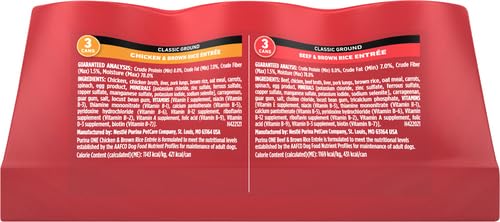 PURINA ONE CLASSIC GROUND CHICKEN AND BROWN RICE, AND BEEF AND BROWN RICE ENTREES WET DOG FOOD VARIETY PACK – (PACK OF 6) 13 OZ. CANS