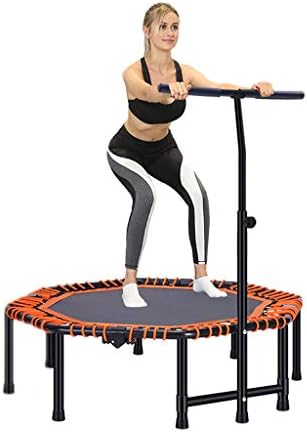 Indoor Trampolines Trampoline Elastic Fitness Trampoline Super Jump Training Mini Trampoline Professional with Handle Elastic Cord,High load bearing (Color : Orange, Size : 118 * 118 * 34cm)