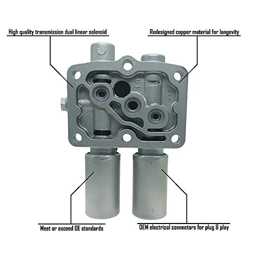 Transmission Dual Linear Solenoid with 1PCS Gasket and 3PCS O-Rings for Honda Accord Odyssey Acura CL TL MDX Pilot Prelude Replace OE# 28250-P6H-024 28250P6H024