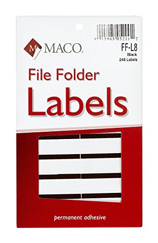 MacoBlack File Folder Labels, 9/16 x 3-7/16 Inches, 248 Per Box (FF-L8)