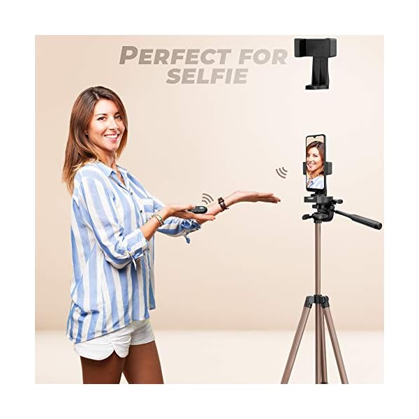 Handy Stativ Bronze Eloxiert - Selfie Stativ - Leichtes Kamera-Dreibeinstativ mit Bluetooth-Fernbedienung, 360 Grad… – Bild 7
