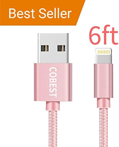 iPhone Charger Cable 6FT Charging Cord USB to Lightning Cable Nylon Braided for iPhone 7/7 Plus/6s/6s Plus/6/6 Plus/5/5s/iPad/iPod ( Rose gold )
