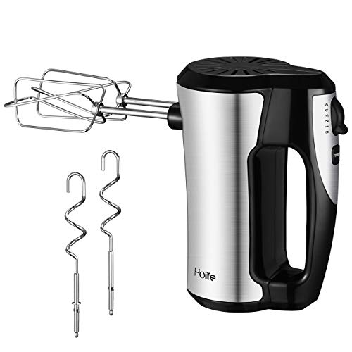 Holife 5-in-1 Handheld Mixer Stainless Steel 300W Ultra Power 5 speed (560-1300 RPM) Hand mixer Electric with Turbo and Easy Eject Button, Easy Storage Hand Mixers for Mixing Egg, Cream, Dough - Thumbnail 7