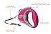 BonaFido Pet Retractable Leash with Waste Bag Holder 2 eGuides One Button Brake and Lock Safety System - 16 Feet No Burn Lead for Pets up to 44 lbs - Pink