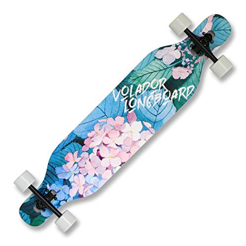 VOLADOR 42inch Freeride Longboard Complete Cruiser (Drop Through Deck - Camber concave)(Petunia)