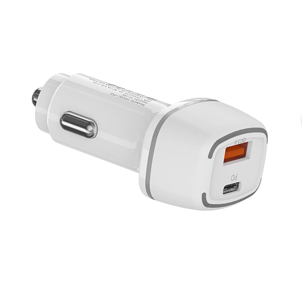 Olakey Car Chargers, Cigarette Lighter USB C & USB Car Charger [PD+QC3.0] Car Charger USB Quick Charge (White), XL-W1