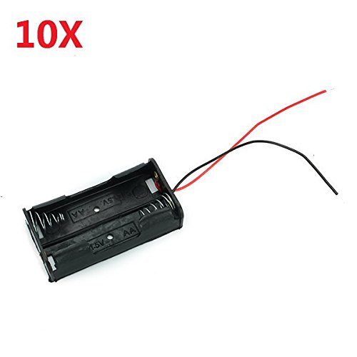 2X 1.5V AA Battery Holder Case Enclosed Box with Wires 10pcs...
