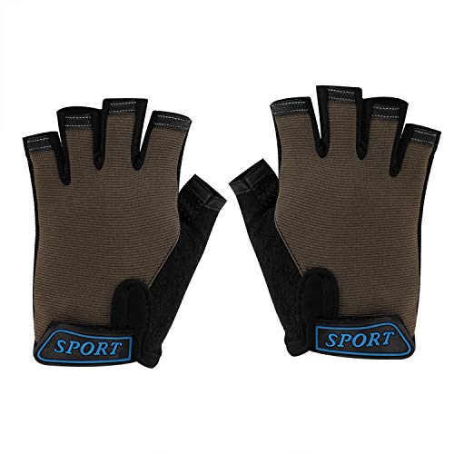 Half Finger Cycling Gloves Outdoor Adjustable Sport Bicycle Gloves Gel Padded Mountain Road Bike Riding Gloves Shock-Absorbing Breathable Anti Slip Summer Mitten for Kids (Black 1)